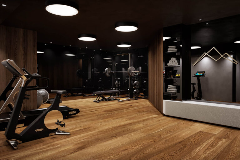 Exklusive 3D-Visualisierung eines Chalets in Südtirol mit Outdoor-Pool, privatem Spa und spektakulärem Bergpanorama