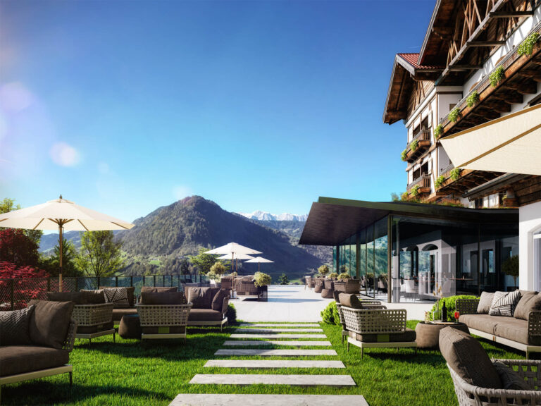 Erweiterung und 3D-Visualisierung des Hotel Oberforsthof mit Spa-Bereich, Sonnenterrasse und Gartenlandschaft