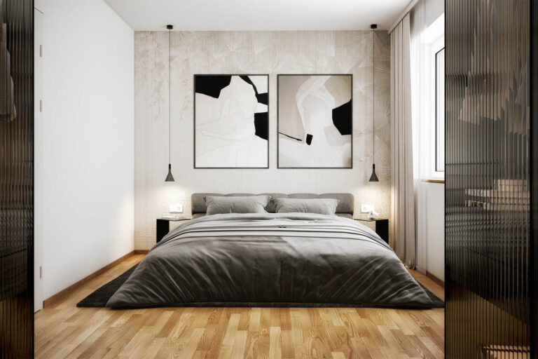 Photorealistische 3D-Visualisierung moderner Reihenhäuser mit Privatgärten in Geretsberg, Oberösterreich