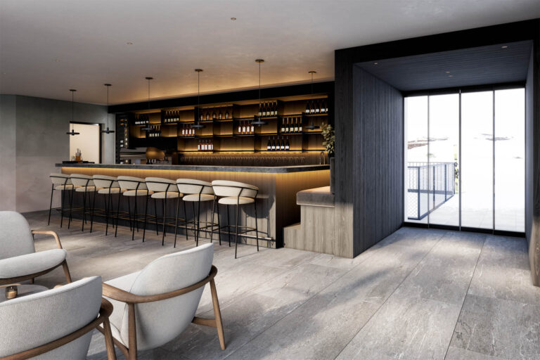 Architekturvisualisierung des exklusiven Mountain Retreat Hotel Haven Alpendorf mit Rooftop-Infinity-Pool