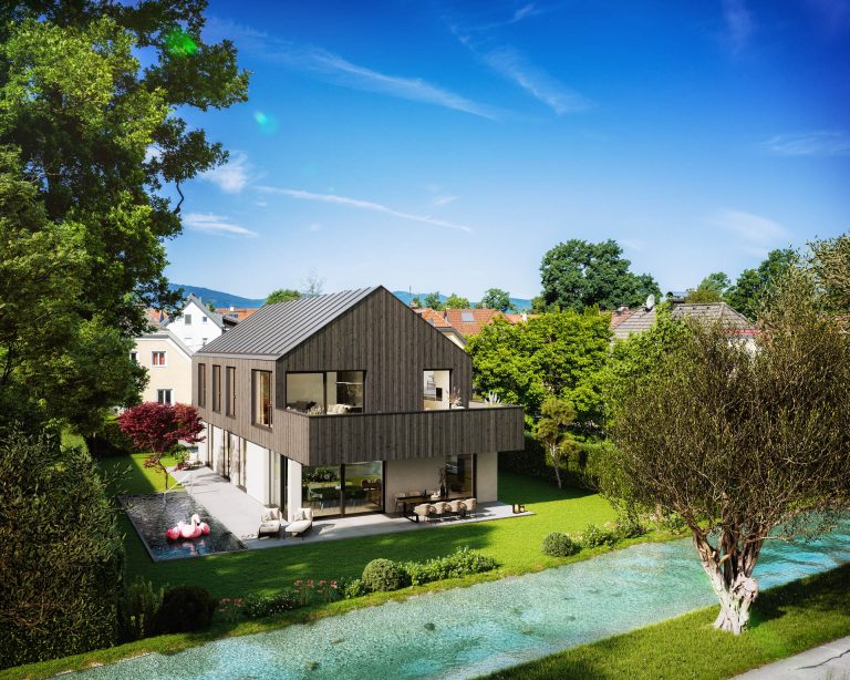 3D-Visualisierung Mehrparteienhaus Fischhornstraße Salzburg Gebäude