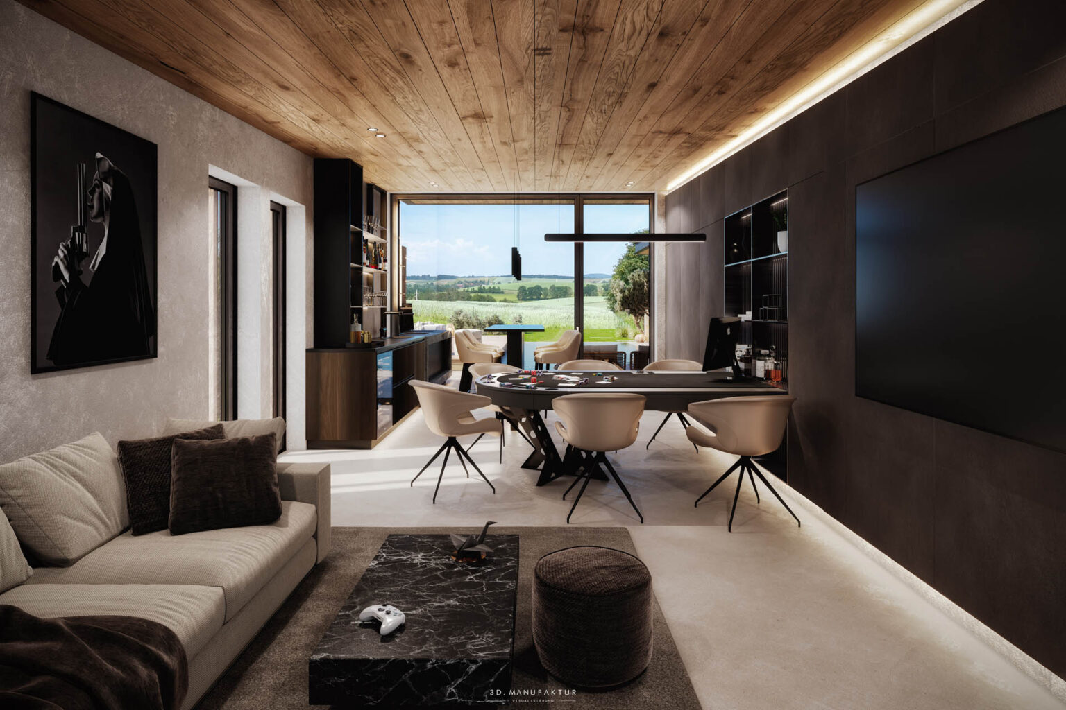 Privathaus Peuerbach Mancave moderne Innenvisualisierung